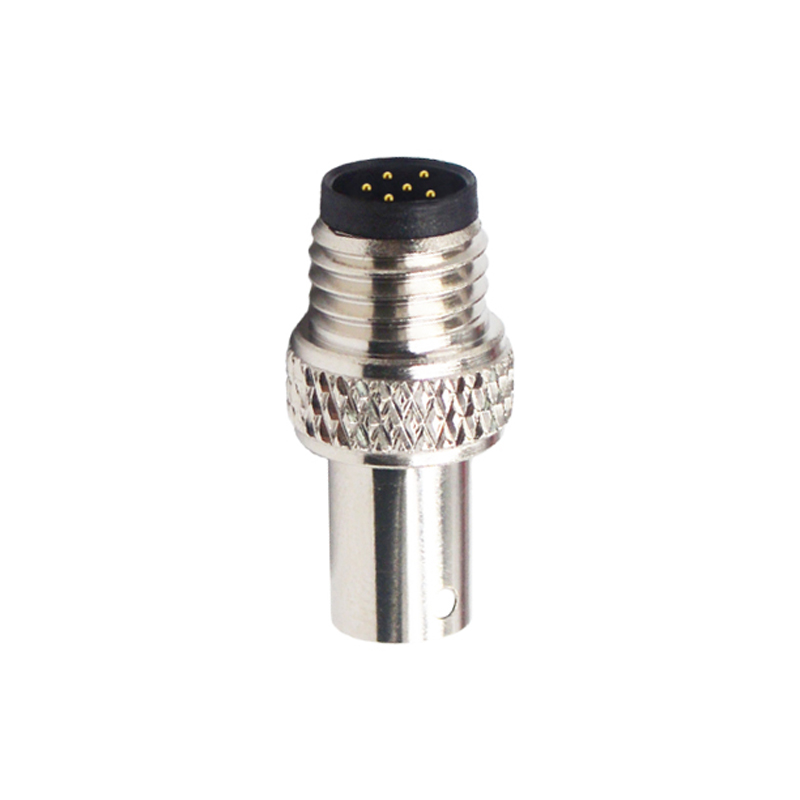 M8 6pins A code male moldable connector with shielded,brass with nickel plated screw